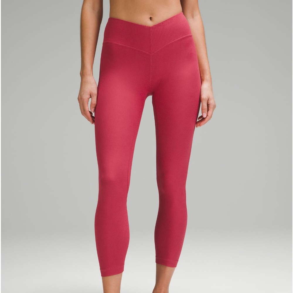 V-Waist Yoga Tight 25" Grid Texture vintage Rose